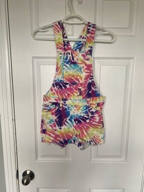 The Children’s Place Girl’s Tie Dye Denim Overalls Shorts Size 8